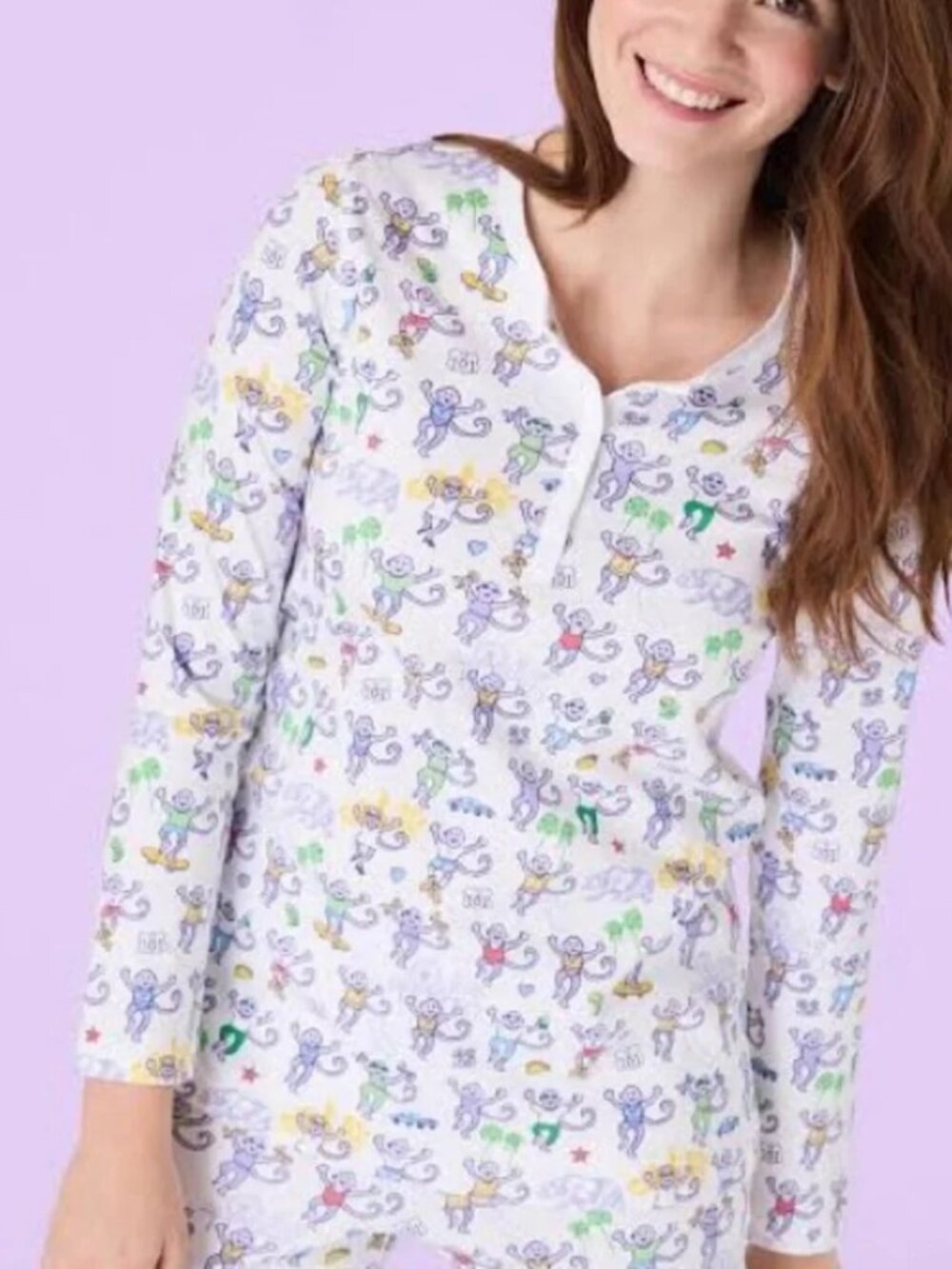 RARE Roller Rabbit women's L.A. Monkey pajama set XS pants shirt long sleeves